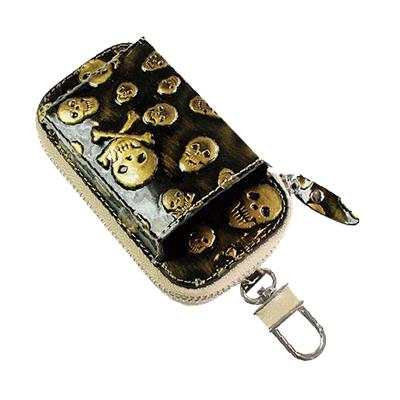 【iQOSケース】AWESOME カートリッジ用ポケット付き <スカルシリーズ ゴールド> IQT-SKL03